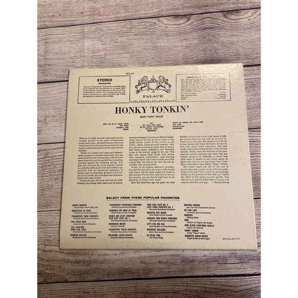 Eddie “piano” Miller Honky Tonkin vtg vinyl - Picture 2 of 6